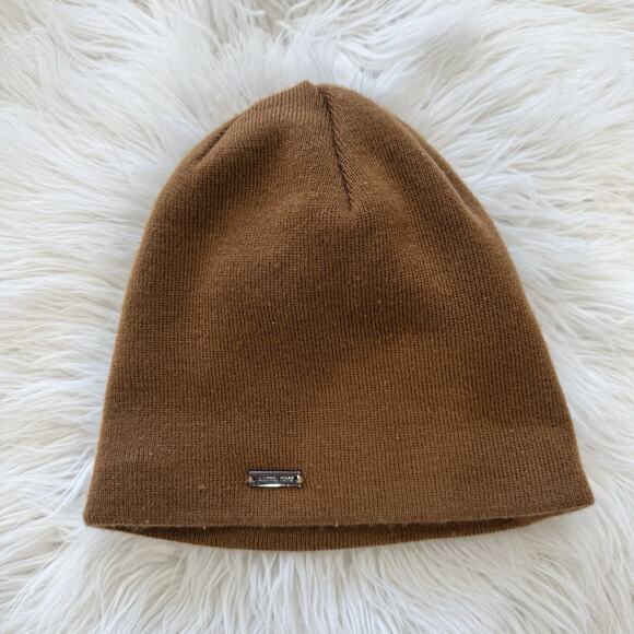 Mens Michael Kors Brown Beanie Skully Logo - Picture 2 of 5